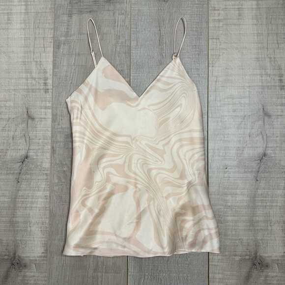 CAMI NYC Silk Raine Cami in Cream Swirl Sleeveless Top $175 - Picture 2 of 4